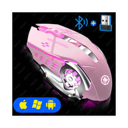 AIEACH Bluetooth Mouse Gaming Computer Rechargeable Wireless Mouse USB Mechanical E-Sports Backlight PC Gamer Mouse For Computer - Pink