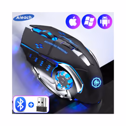 AIEACH Bluetooth Mouse Gaming Computer Rechargeable Wireless Mouse USB Mechanical E-Sports Backlight PC Gamer Mouse For Computer - Pink