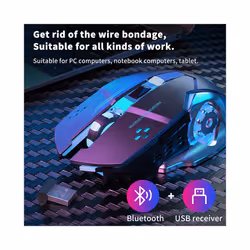 AIEACH Bluetooth Mouse Gaming Computer Rechargeable Wireless Mouse USB Mechanical E-Sports Backlight PC Gamer Mouse For Computer - Pink