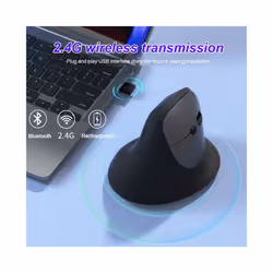 1600DPI Wireless Mouse Rechargeable Vertical Wired USB Mouse Ergonomic Luminous Mute Photoelectric Bluetooth 5.2 Game Mouse - 2.4GBT5.2 Red