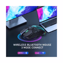 Wireless/Wired Gaming E-sports Mouse Ultralight Honeycomb Shell RGB Backlit Adjustable 12800DPI Ergonomic Gamer Mice - Green Wired