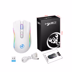 T69 Wireless Mechanical Mouse RGB Gaming Mouse Ergonomic 7 Programmable Buttons 4800DPI Mouse for Office Gamer - WHITE