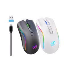 Rechargeable Wireless RGB Gaming Mouse Ergonomic Gaming Backlit Mice for Laptop PC - WHITE
