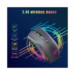 Rechargeable Wireless RGB Gaming Mouse Ergonomic Gaming Backlit Mice for Laptop PC - WHITE
