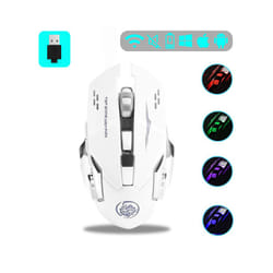 Wireless Mouse Gaming Computer Silent Rechargeable Bluetooth Mouse USB Mechanical E-Sports Backlight PC Gamer Mouse for Laptop - White 2.4G