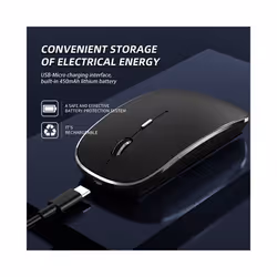 Wireless Mouse for Laptop, 2.4 GHz Cordless Mouse with USB/USB-C Dual Receiver for Computer, Rechargeable Portable Mouse - bl ...