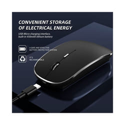 Wireless Mouse for Laptop, 2.4 GHz Cordless Mouse with USB/USB-C Dual Receiver for Computer, Rechargeable Portable Mouse - black