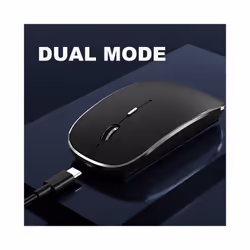 Wireless Mouse for Laptop, 2.4 GHz Cordless Mouse with USB/USB-C Dual Receiver for Computer, Rechargeable Portable Mouse - black