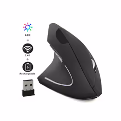 Left Hand Wireless Vertical Mouse Ergonomic Rechargeable 1600DPI Office Mause Mute Optical Mice with RGB For Laptop Desktop - Wireless Left Hand