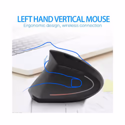 Left Hand Wireless Vertical Mouse Ergonomic Rechargeable 1600DPI Office Mause Mute Optical Mice with RGB For Laptop Desktop - Wireless Left Hand