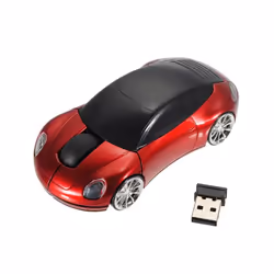 2.4GHz Sports Car Wireless Mouse USB Scroll 1600DPI Car Shaped Wireless Mouse Convenient Lightweight for Laptop/PC - black