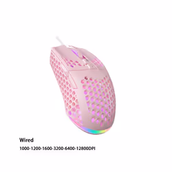 Wireless/Wired Gaming E-sports Mouse Ultralight Honeycomb Shell RGB Backlit Adjustable 12800DPI Ergonomic Gamer Mice - Pink W ...