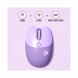 Mofii Cute Cat Wireless Mouse, USB Receiver Plug and Play, 3 Adjustable DPI, Compatible with Laptop,PC, Computer - M3 Purple  ...