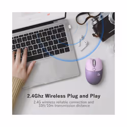 Mofii Cute Cat Wireless Mouse, USB Receiver Plug and Play, 3 Adjustable DPI, Compatible with Laptop,PC, Computer - M3 Purple Color