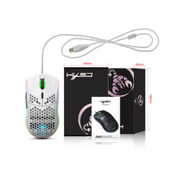 HXSJ J900 Gaming Mice RGB Luminous lightweight Macro Programming Hollow Ergonomics Wired mouse for Laptop game Office - J900W