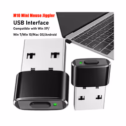 M10 USB Mini Mouse Jiggler Undetectable Silent Mouse Mover ON/Off Button Automatic Move Simulators For Keeping Computer Active - Black