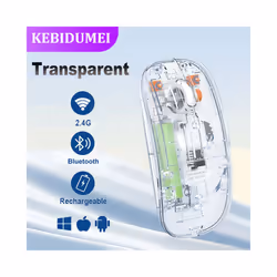 Wireless Mouse Bluetooth 5.2 Mouse Rechargeable Transparent Silent Mouse 1600DPI For MacBook Tablet Computer Laptop Mice - Black 2.4G
