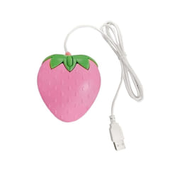 DN59 Pink Strawberry USB Corded Mouse Small Optical PC Computer Game Mouse for Girls Christmas Gift