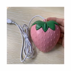 DN59 Pink Strawberry USB Corded Mouse Small Optical PC Computer Game Mouse for Girls Christmas Gift
