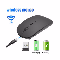 1600Dpi Wireless Mouse Classic Rechargeable Mice Ultra-Thin Silent Mouse Mute for PC Office Notebook Laptop Accessories - StyleB-Black