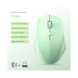 2.4G/Bluetooth Dual Mode Wireless Mice 1600 DPI Rechargeable Ergonomic Silent Mouse For Desktop/Laptop/iPad Computer accessories - Green  2.4G  BT