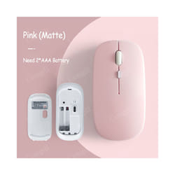 Wireless Mouse Battery Bluetooth-compatible Mice Wireless Computer Mause Ergonomic Gaming Mouse for Laptop PC Pad Mouse Gamer - Pink