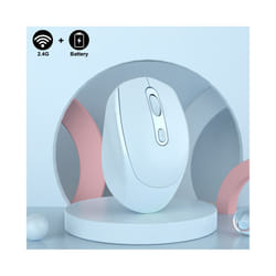 Wireless Mouse Battery Macaron Multicolor Portable Ergonomic Gaming Mouse  Wireless Computer Mause Mute Mouse For Laptop PC - 2.4G Battery Blue