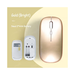 Wireless Mouse Battery Bluetooth-compatible Mice Wireless Computer Mause Ergonomic Gaming Mouse for Laptop PC Pad Mouse Gamer - Gold