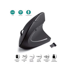 Vertical Mouse Ergonomic 2.4GHz Wireless Optical Mice 3 Adjustable DPI 800/1200/1600 6 Buttons for Laptop PC Computer Desktop - Black