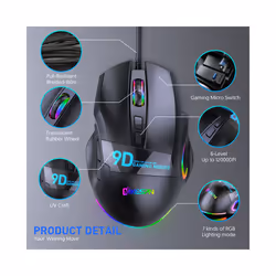 12000DPI Macro RGB Gaming Mouse 9 Programmable Keys Game Mouse RGB Light Max to 6 levels For pc mac gun PUBG Laptop - X10-G6 7200 DPI