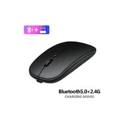 New Bluetooth Wireless Mouse USB Optical Rechargeable Mouse for Computer Laptop PC Macbook Gaming Mouse Gamer 2.4GHz 1600DPI - Black