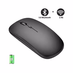 New Bluetooth Wireless Mouse USB Optical Rechargeable Mouse for Computer Laptop PC Macbook Gaming Mouse Gamer 2.4GHz 1600DPI - Black