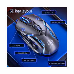 Ergonomic Wired Gaming Mouse RGB Mute Mause LED Backlit 3200dpi 6Button G5 USB Mechanical Mause For PC Laptop Computer Gamer - White Mute