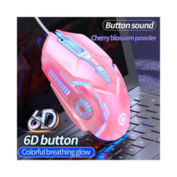 Ergonomic Wired Gaming Mouse RGB Mute Mause LED Backlit 3200dpi 6Button G5 USB Mechanical Mause For PC Laptop Computer Gamer - Pink Sound