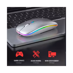 Wireless Mouse Bluetooth compatible 2.4GHz 1600DPI USB Rechargeable RGB Light Portable Mouse For Laptop Computer PC Macbook Game - 2.4G BT Battery