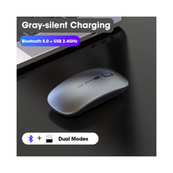 Wireless Mouse Computer Bluetooth Mouse Silent PC Mause Rechargeable Ergonomic Mouse 2.4Ghz USB Optical Mice For Laptop PC - Gray Bluetooth