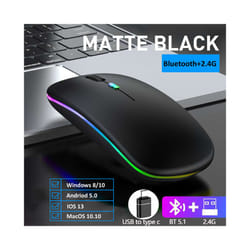 Wireless Mouse, Silent Bluetooth-compatible Mice Portable Mobile Optical Office Mause, for PC Laptop MacBook Gaming Mouse - Dual mode-Black