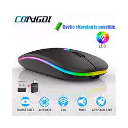 Wireless Mouse, Silent Bluetooth-compatible Mice Portable Mobile Optical Office Mause, for PC Laptop MacBook Gaming Mouse - Dual mode-Black