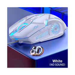 G5 Wired Gaming Mouse Colorful Backlight 6 Button Silent Mouse 4-Speed 3200 DPI RGB Gaming Mouse  For Computer Laptop Mice - White Silent