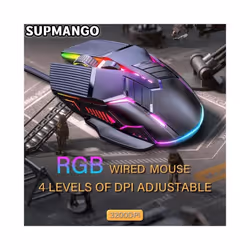 GM6 Wired Mouse RGB Mice Wired Computer Mause LED Backlit Ergonomic Gaming Mouse For Laptop PC - GM6 Black
