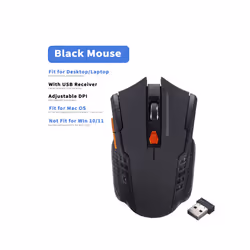 2.4Ghz Gaming Wireless Mouse for MacBook Air Pro 2018-2022 With USB Receiver 1000-1600 Adjustable DPI PC Computer Gaming Mous ...