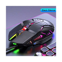 3200DPI Ergonomic Wired Gaming Mouse USB Mouse Gaming RGB Mause Gamer Mouse 6 Button LED Silent Mice for PC Laptop Computer - Silent-Black