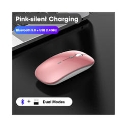 Wireless Mouse Computer Bluetooth Mouse Silent PC Mause Rechargeable Ergonomic Mouse 2.4Ghz USB Optical Mice For Laptop PC - Pink Bluetooth