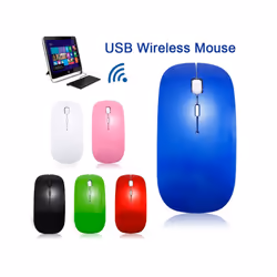 Ultra Thin USB Optical Wireless Mouse Gamer Receiver Super Slim Gaming Mouse Cordless Computer PC Laptop Desktop - E