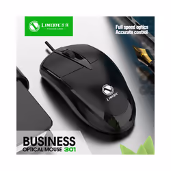 301 Wired Mouse Office Gaming Desktop Computer Laptop Business Mouse USB Optical Mouse - Black