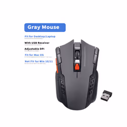 2.4Ghz Gaming Wireless Mouse for MacBook Air Pro 2018-2022 With USB Receiver 1000-1600 Adjustable DPI PC Computer Gaming Mous ...