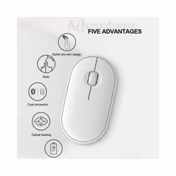 Wireless Bluetooth Mouse Mute Dual Mode Office Wireless Mouse Wireless Mouse for Pc Laptop Computer Game Office Mouse - white
