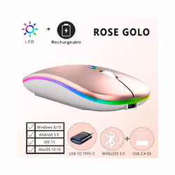 Wireless Bluetooth Mouse With Type-C to USB Adapter, USB Rechargeable With Bluetooth Gaming Mouse For MAC/Laptop/PC/Windows - ...
