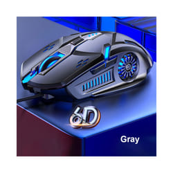 G5 Wired Gaming Mouse Colorful Backlight 6 Button Silent Mouse 4-Speed 3200 DPI RGB Gaming Mouse  For Computer Laptop Mice - Gray Audio