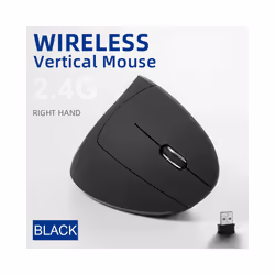 Wireless Mouse Vertical Game Mouse Ergonomics 1600DPI PC Laptop Office Mini Game Mouse - Black-Battery